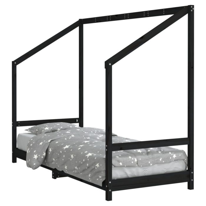 vidaXL Barnesengeramme svart 80×200 cm heltre furu