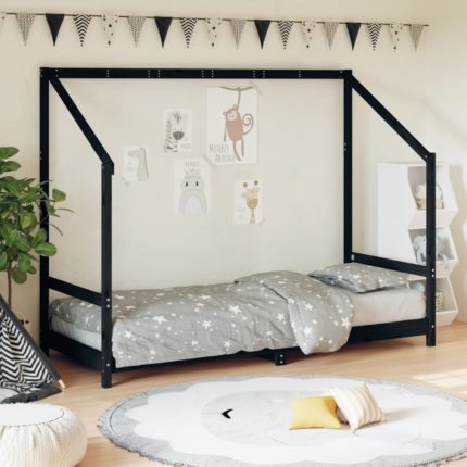 vidaXL Barnesengeramme svart 80×200 cm heltre furu