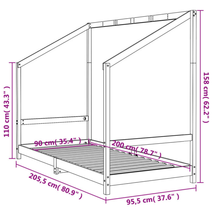 vidaXL Barnesengeramme 90×200 cm heltre furu