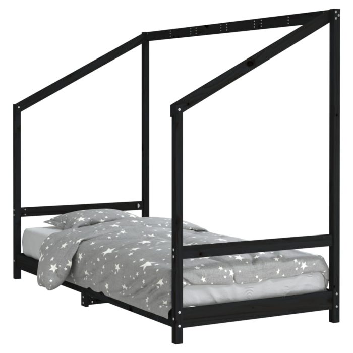 vidaXL Barnesengeramme svart 90×200 cm heltre furu