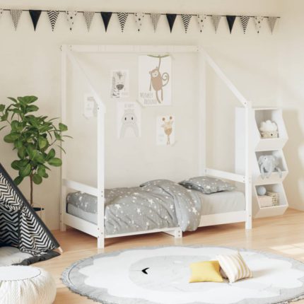 vidaXL Barnesengeramme hvit 70×140 cm heltre furu