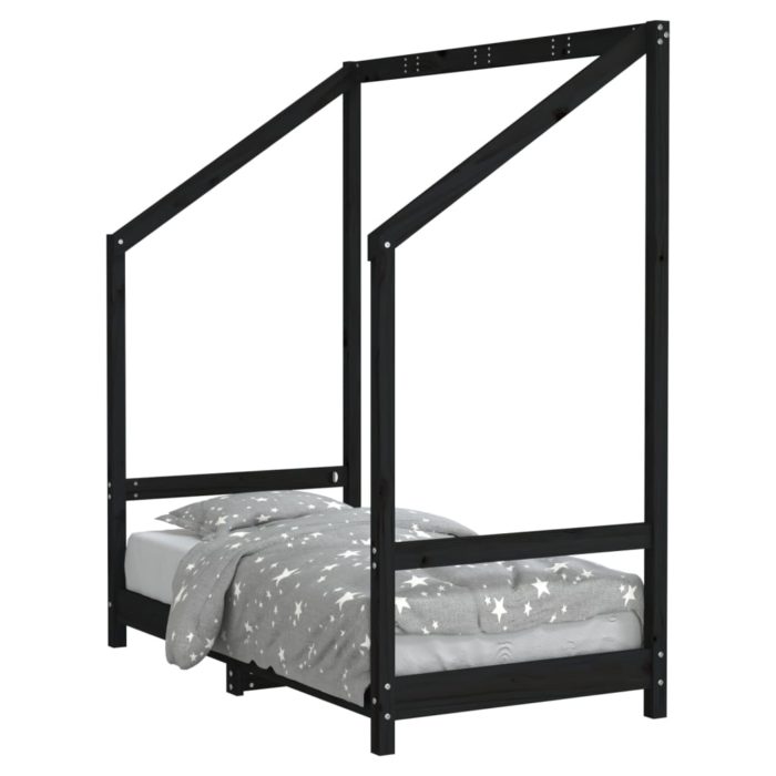 vidaXL Barnesengeramme svart 70×140 cm heltre furu