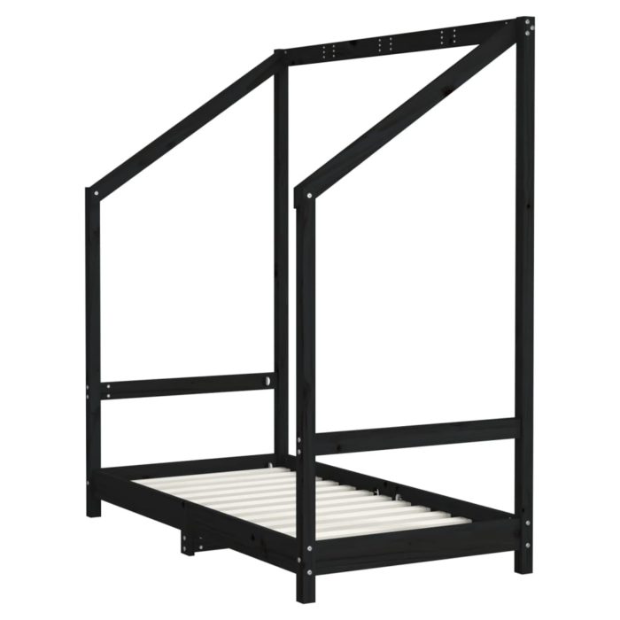 vidaXL Barnesengeramme svart 70×140 cm heltre furu