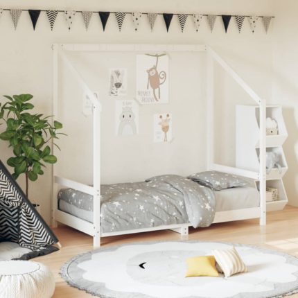 vidaXL Barnesengeramme hvit 80×160 cm heltre furu