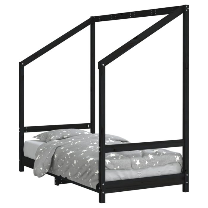 vidaXL Barnesengeramme svart 80×160 cm heltre furu