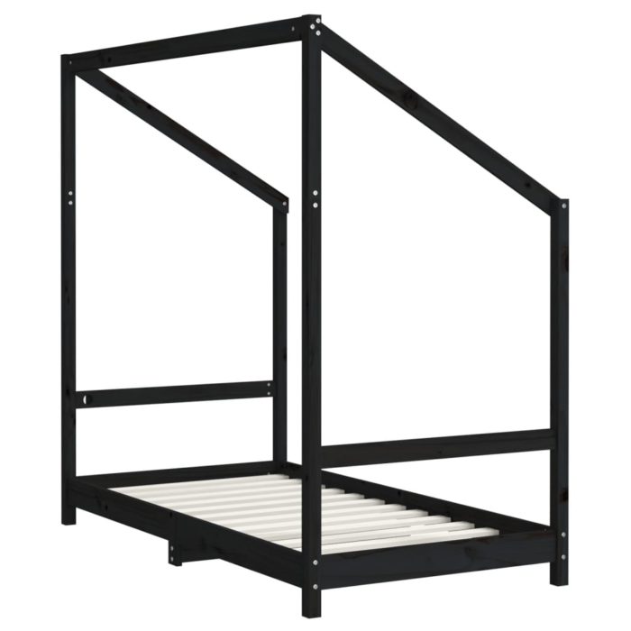vidaXL Barnesengeramme svart 80×160 cm heltre furu