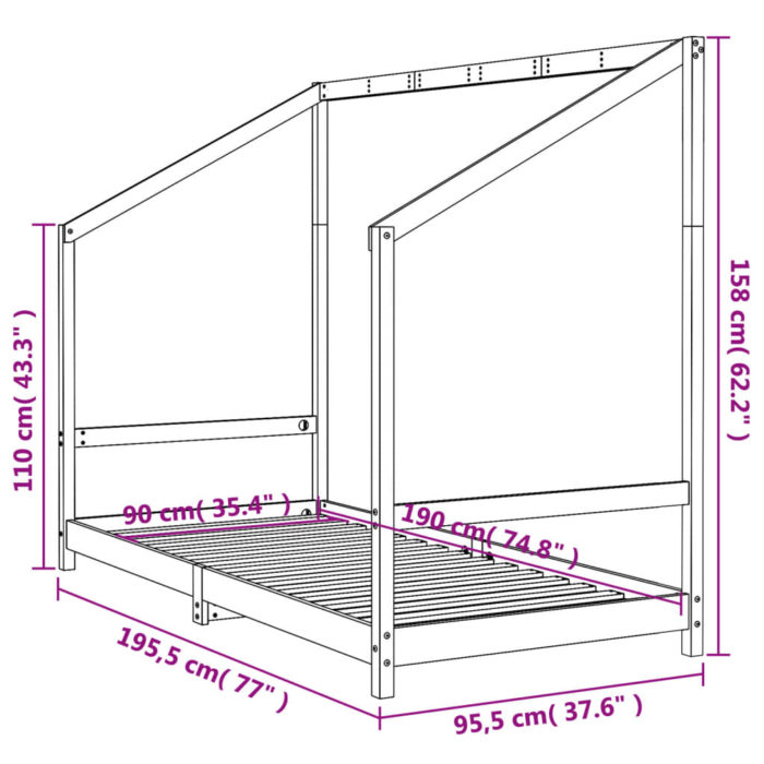 vidaXL Barnesengeramme 90×190 cm heltre furu