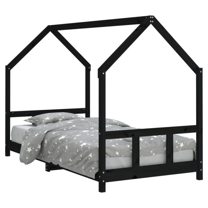 vidaXL Barnesengeramme svart 90×200 cm heltre furu
