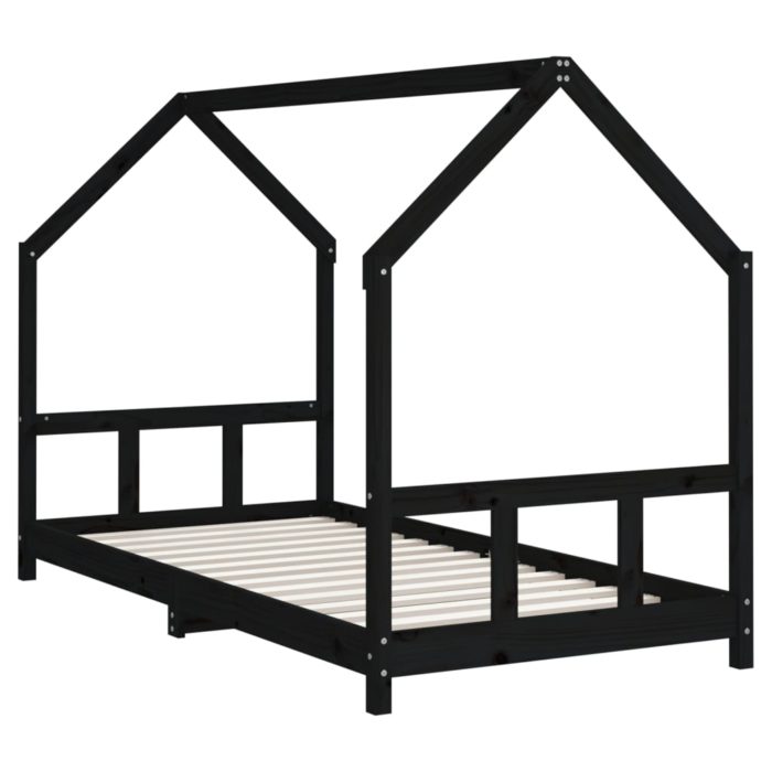 vidaXL Barnesengeramme svart 90×200 cm heltre furu