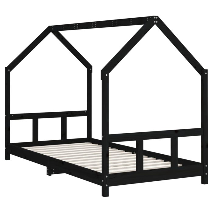 vidaXL Barnesengeramme svart 90×200 cm heltre furu