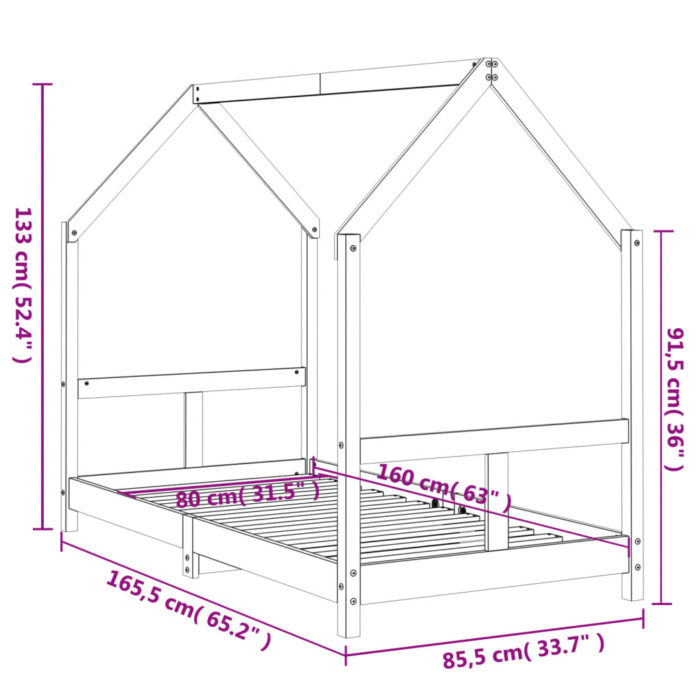vidaXL Barnesengeramme 80×160 cm heltre furu