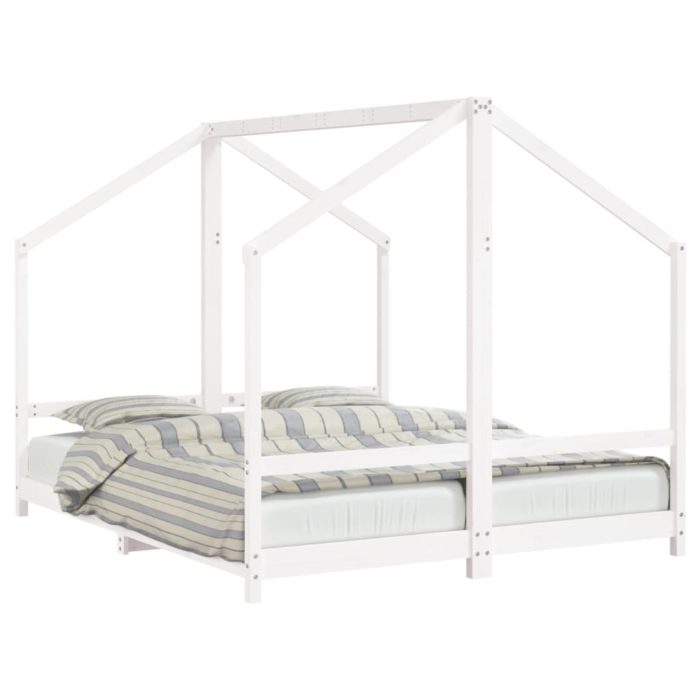 vidaXL Barnesengeramme hvit 2x(80×200) cm heltre furu