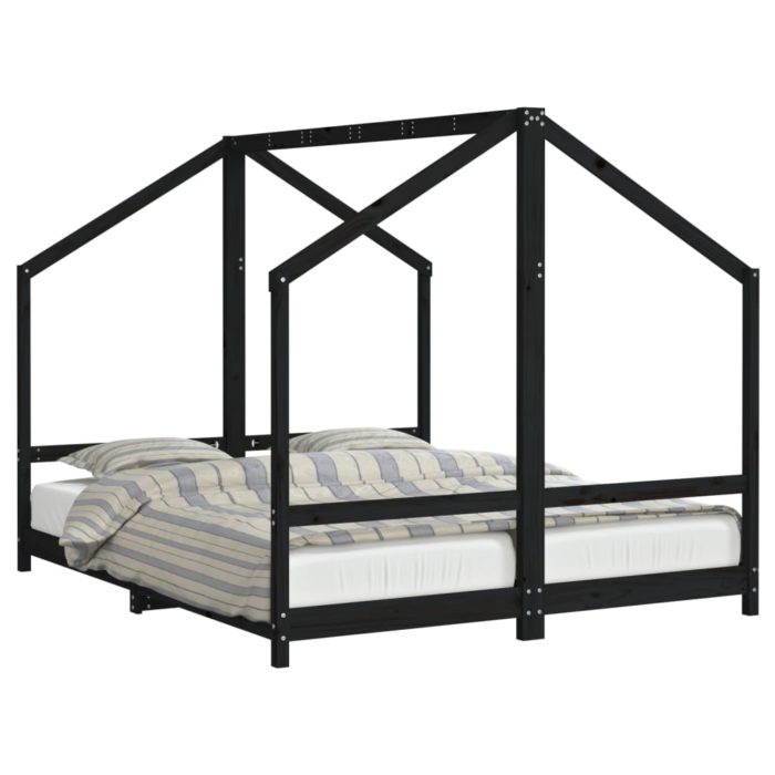 vidaXL Barnesengeramme svart 2x(80×200) cm heltre furu