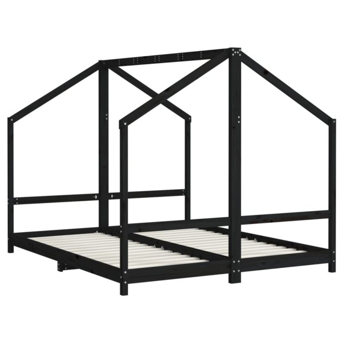 vidaXL Barnesengeramme svart 2x(80×200) cm heltre furu