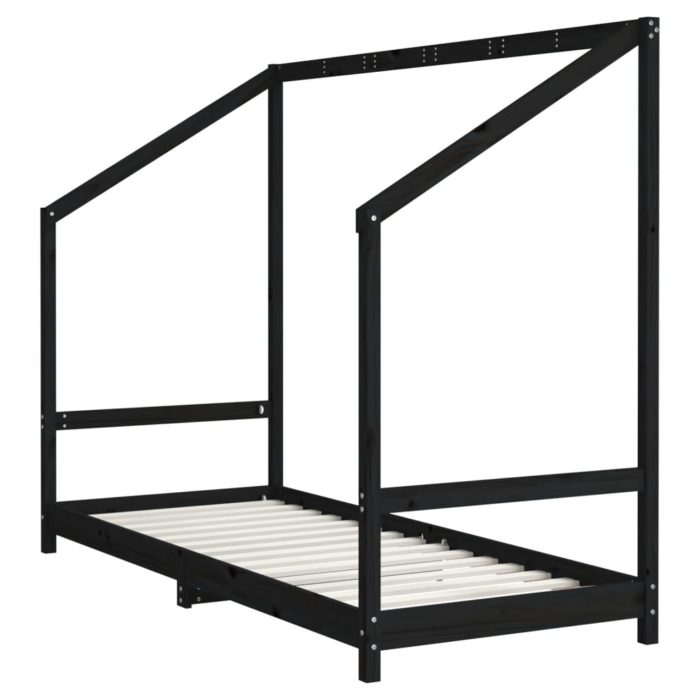 vidaXL Barnesengeramme svart 2x(80×200) cm heltre furu