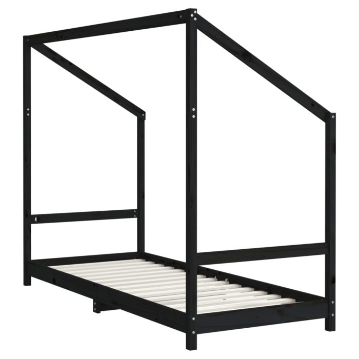 vidaXL Barnesengeramme svart 2x(80×200) cm heltre furu