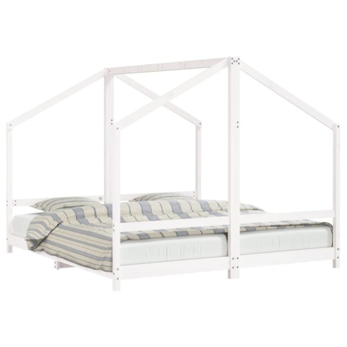 vidaXL Barnesengeramme hvit 2x(90×200) cm heltre furu