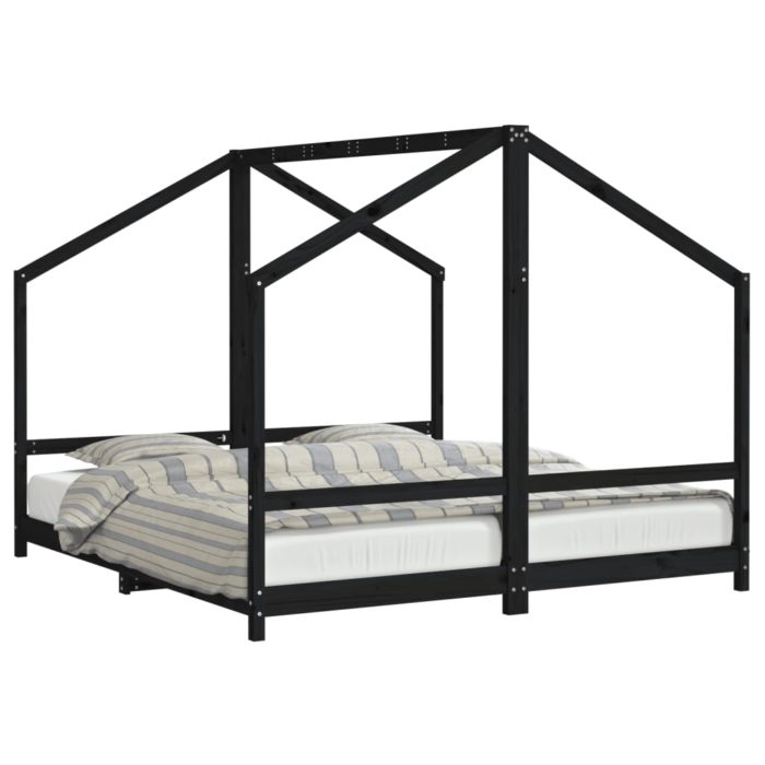 vidaXL Barnesengeramme svart 2x(90×200) cm heltre furu