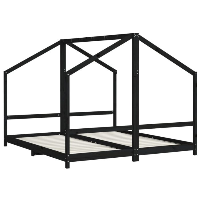 vidaXL Barnesengeramme svart 2x(90×200) cm heltre furu