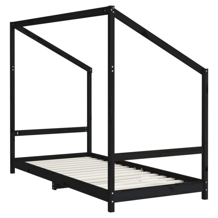 vidaXL Barnesengeramme svart 2x(90×200) cm heltre furu
