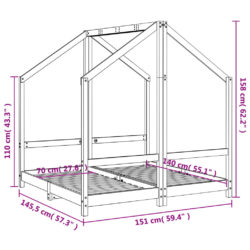vidaXL Barnesengeramme 2x(70×140) cm heltre furu