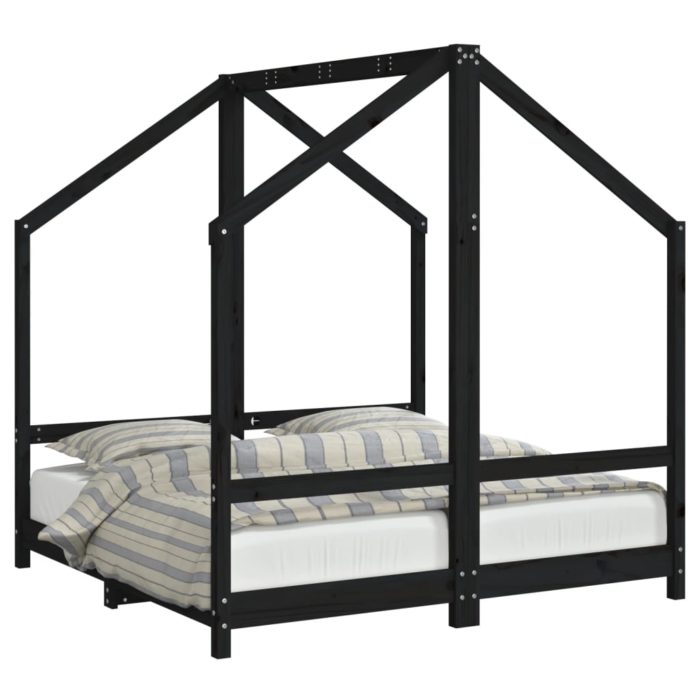 vidaXL Barnesengeramme svart 2x(70×140) cm heltre furu