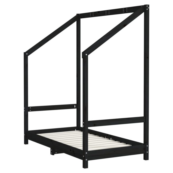 vidaXL Barnesengeramme svart 2x(70×140) cm heltre furu