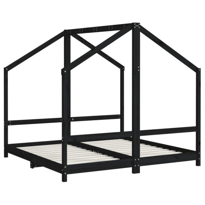 vidaXL Barnesengeramme svart 2x(80×160) cm heltre furu