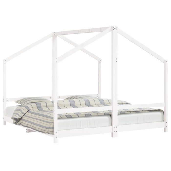 vidaXL Barnesengeramme hvit 2x(90×190) cm heltre furu