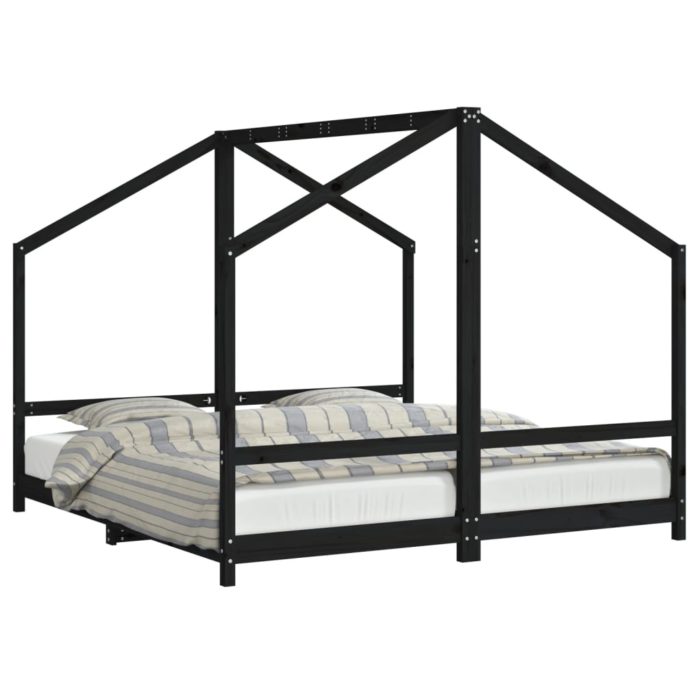 vidaXL Barnesengeramme svart 2x(90×190) cm heltre furu