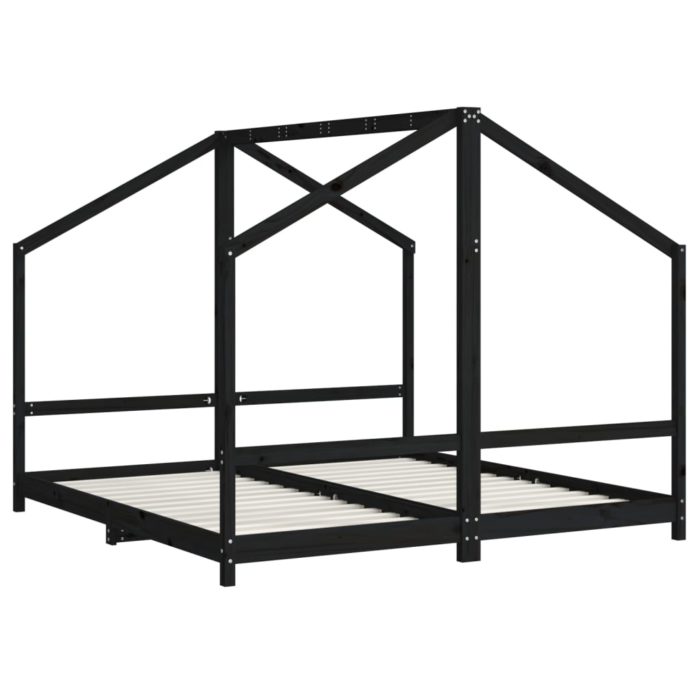 vidaXL Barnesengeramme svart 2x(90×190) cm heltre furu