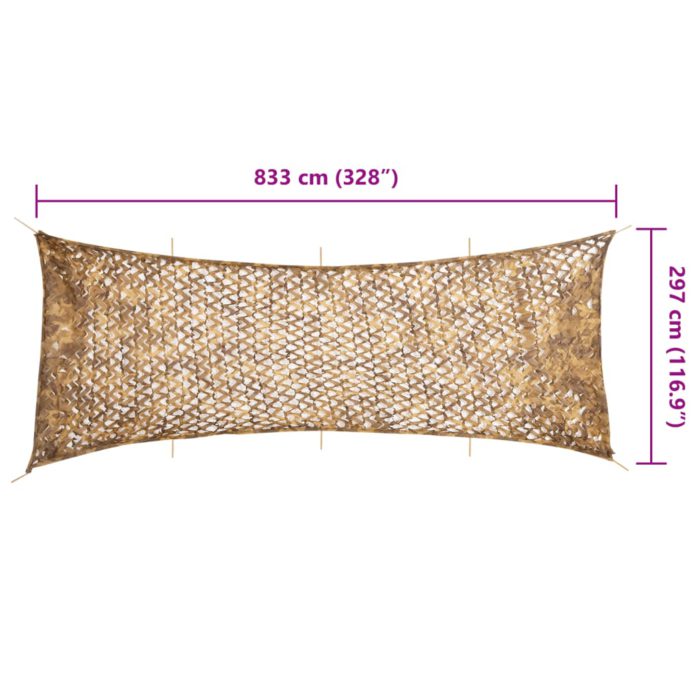 vidaXL Kamuflasjenett med oppbevaringspose 833×297 cm sand