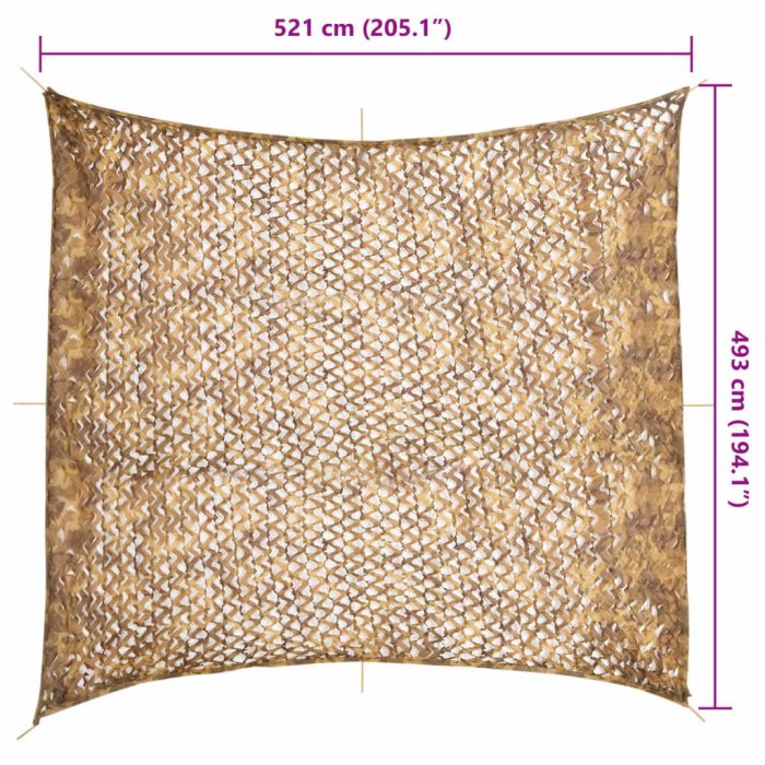 vidaXL Kamuflasjenett med oppbevaringspose 521×493 cm sand