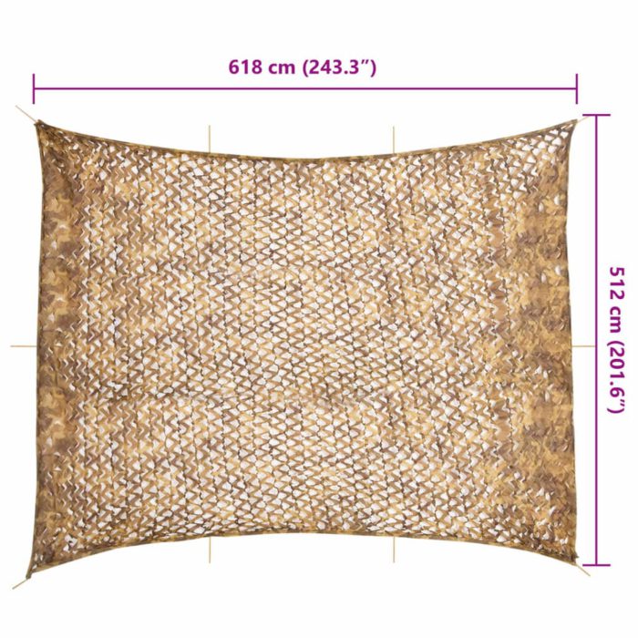 vidaXL Kamuflasjenett med oppbevaringspose 618×512 cm sand