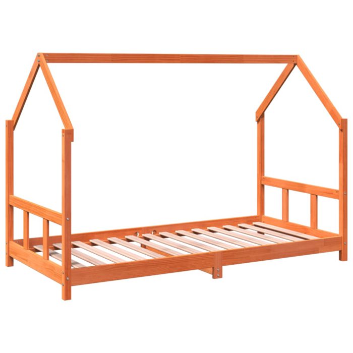 vidaXL Sengeramme for barn voksbrun 90×190 cm heltre furu