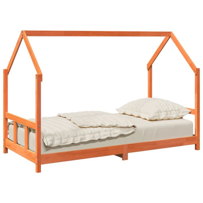 vidaXL Sengeramme for barn voksbrun 90×190 cm heltre furu