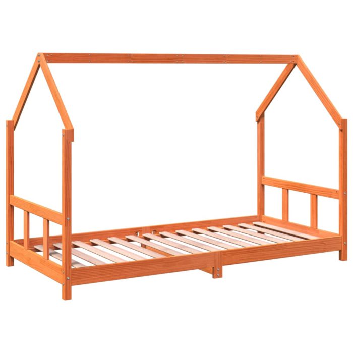 vidaXL Sengeramme for barn voksbrun 90×190 cm heltre furu