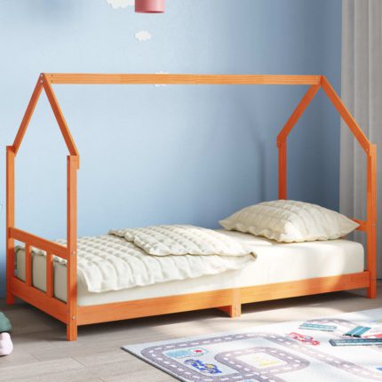 vidaXL Sengeramme for barn voksbrun 90×190 cm heltre furu