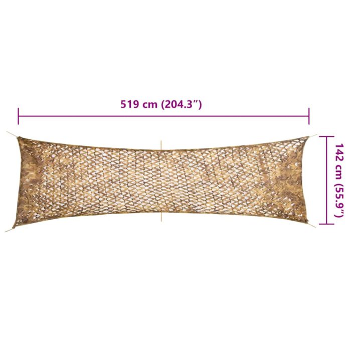 vidaXL Kamuflasjenett med oppbevaringspose 519×142 cm sand