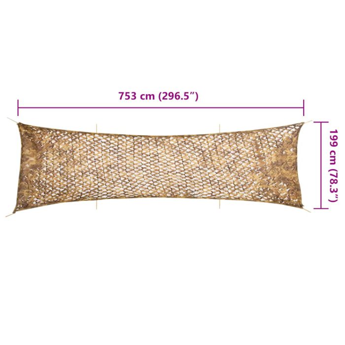 vidaXL Kamuflasjenett med oppbevaringspose 753×199 cm sand