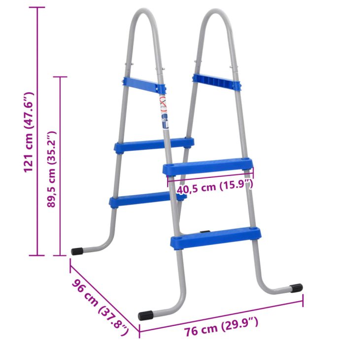 vidaXL Bassengstige for frittstående basseng 84 cm stål og plast