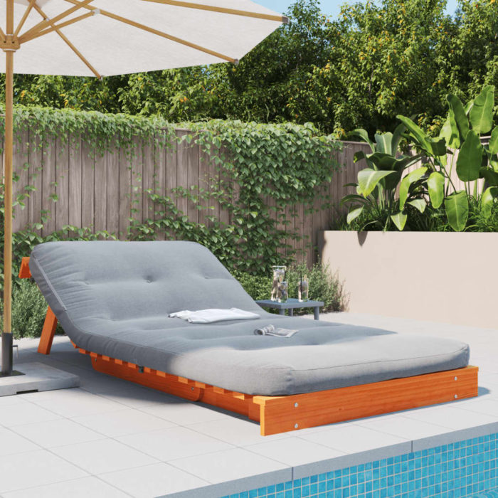 vidaXL Futonsofa med madrass voksbrun 100x206x11 cm heltre furu