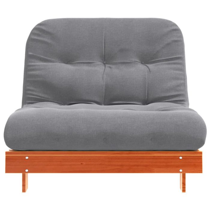 vidaXL Futonsofa med madrass voksbrun 100x206x11 cm heltre furu