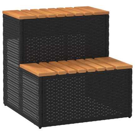 vidaXL Badestamp trinn svart 50x50x50,5 cm polyrotting&heltre akasie