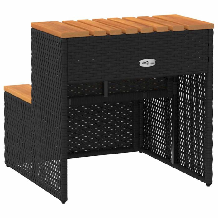 vidaXL Badestamp trinn svart 50x50x50,5 cm polyrotting&heltre akasie