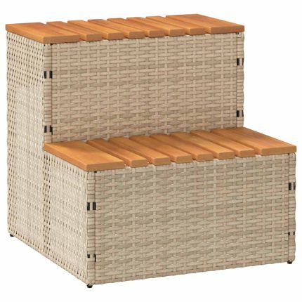 vidaXL Badestamp trinn beige 50x50x50,5 cm polyrotting&heltre akasie