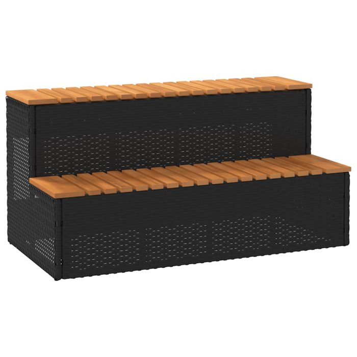vidaXL Badestamp trinn svart 100x50x50,5 cm polyrotting&heltre akasie