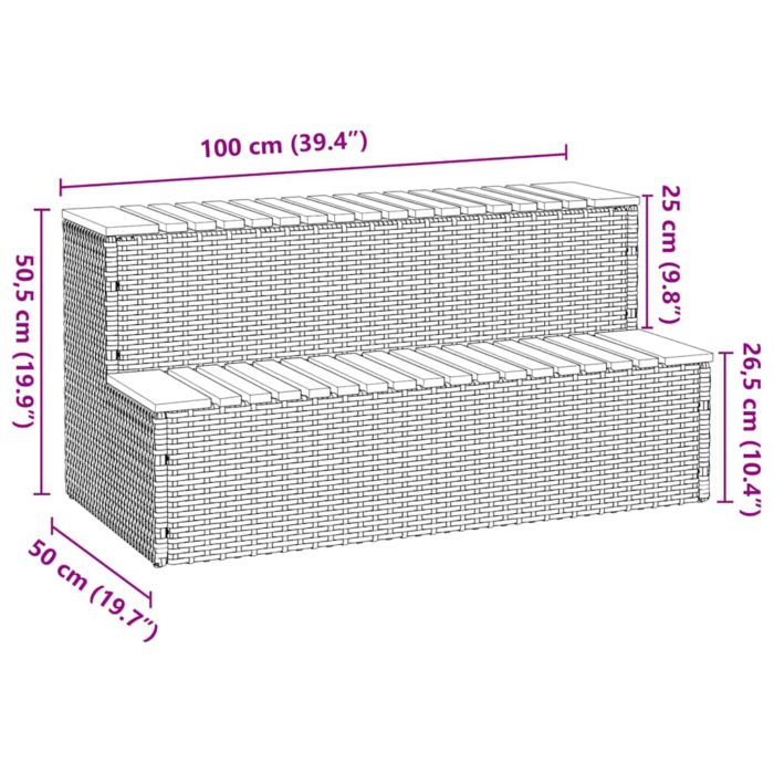 vidaXL Badestamp trinn svart 100x50x50,5 cm polyrotting&heltre akasie
