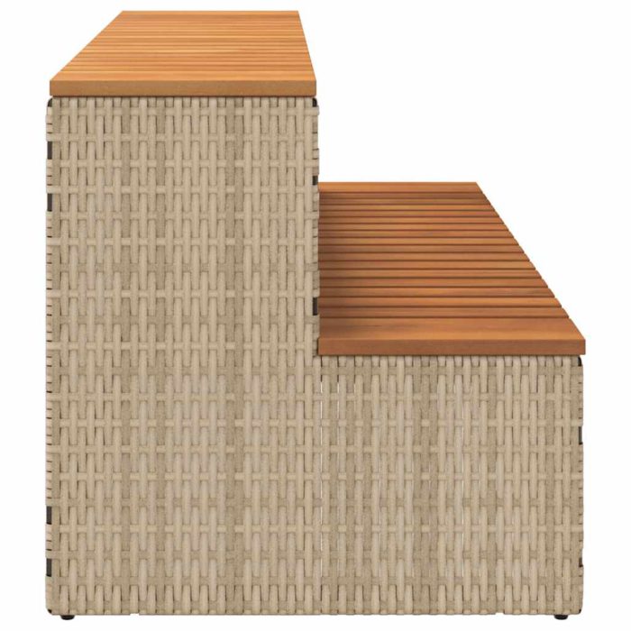 vidaXL Badestamp trinn beige 100x50x50,5 cm polyrotting&heltre akasie