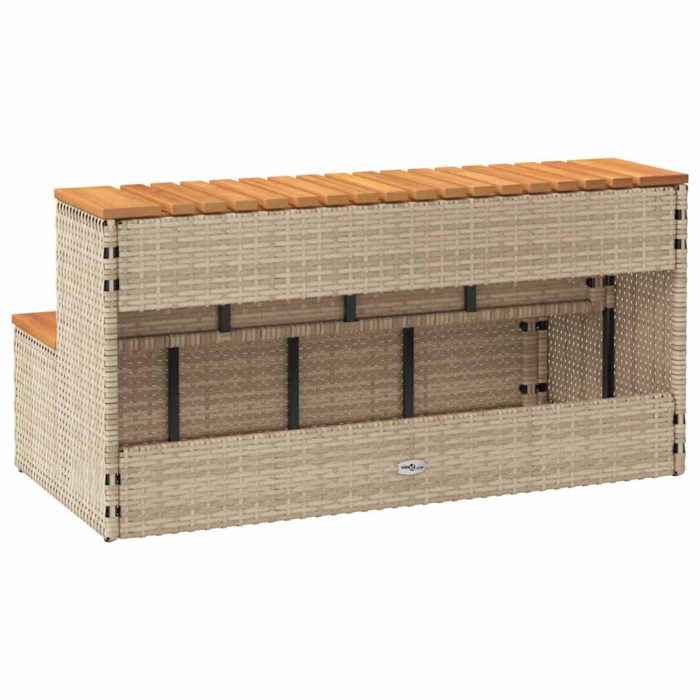 vidaXL Badestamp trinn beige 100x50x50,5 cm polyrotting&heltre akasie